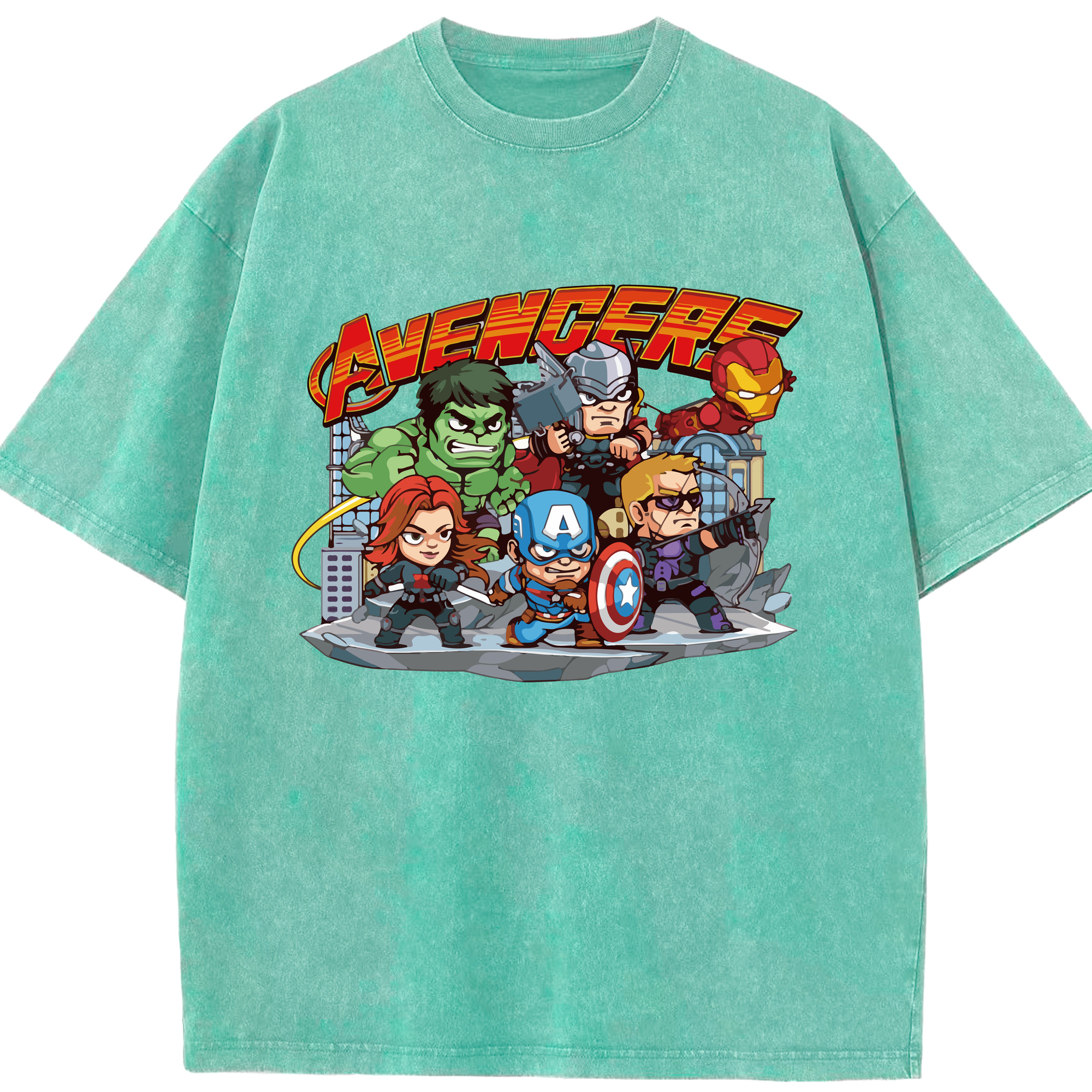 （画像用） アベンジャーズ The Avengers 綿100% ヴィンテージ風 半袖Tシャツ（フロントプリント）